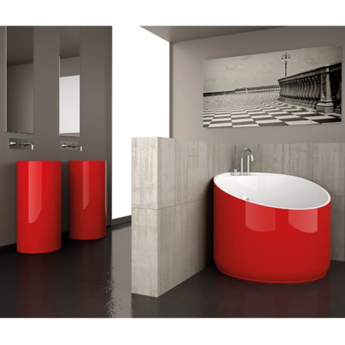Corner round bathtub MINI RED FERRARI By Glass Design