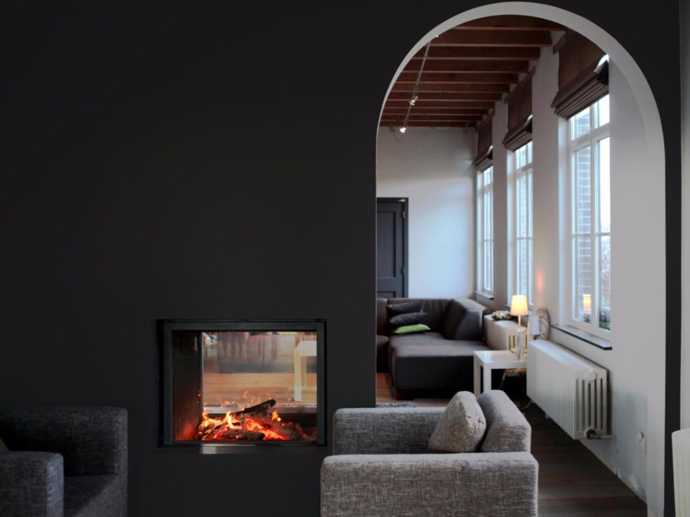 Doublesided woodburning builtin fireplace STÛV 2185 DF Stûv 21