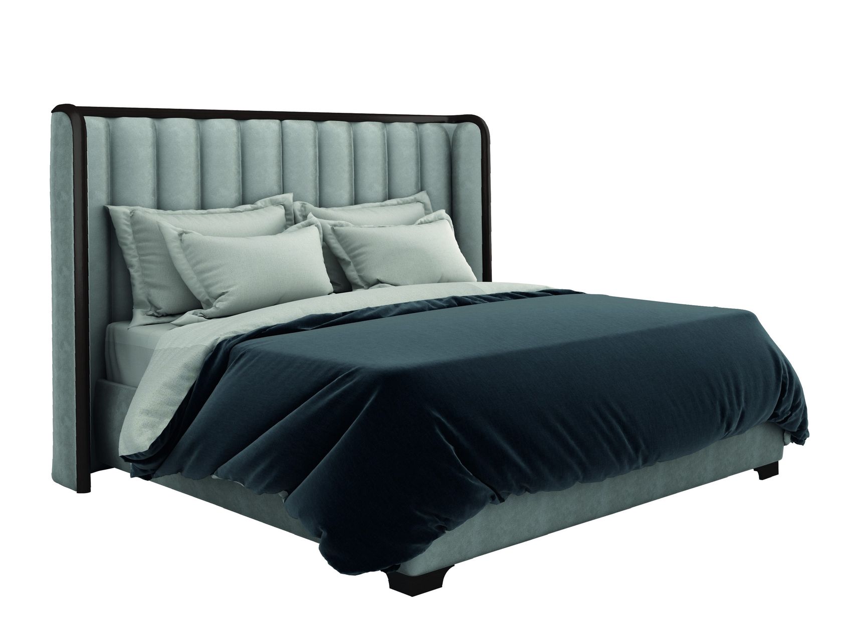 TRUST Leather queen size bed with upholstered headboard By SELVA