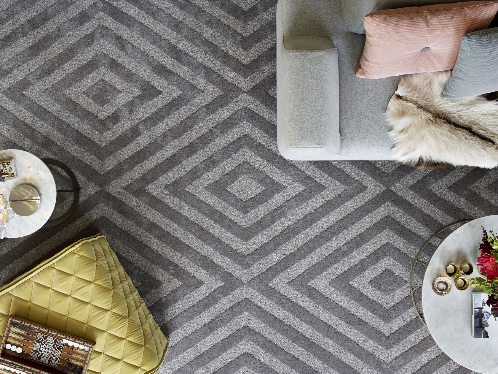 Wool rug with geometric shapes VELVET STELLA By Kasthall design Gunilla ...