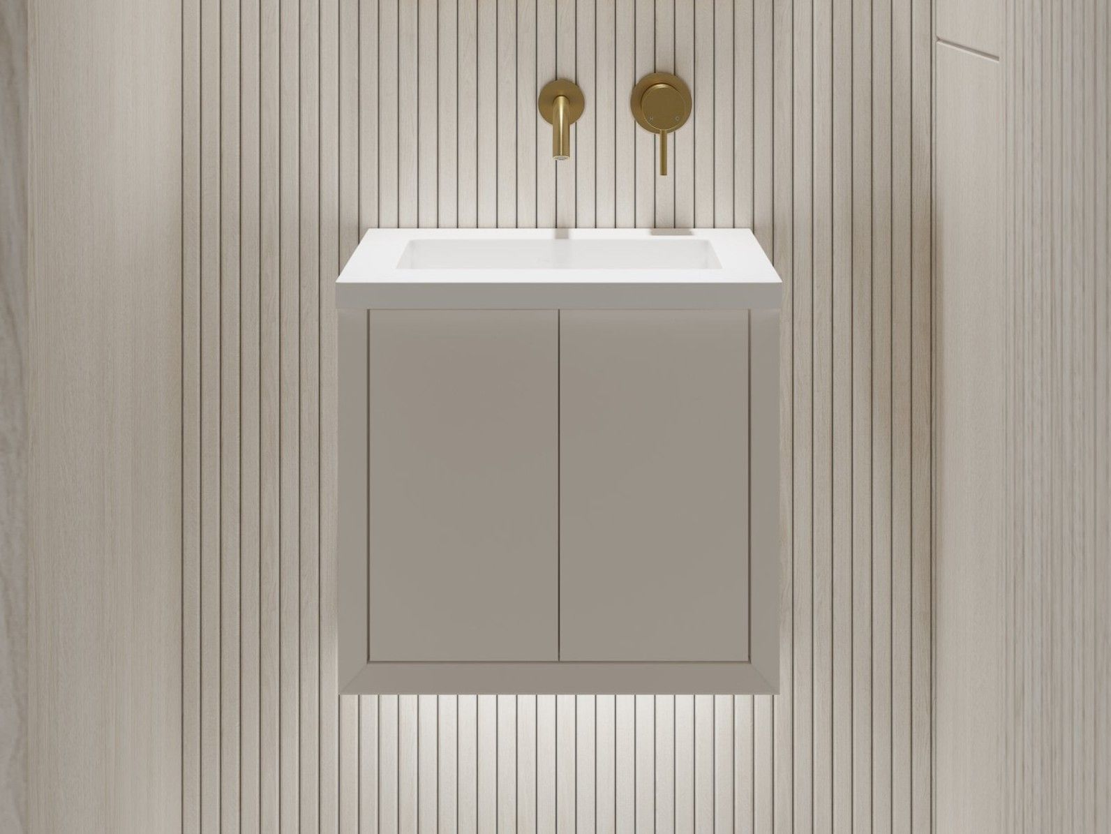 VOLINI Single Resin Stone vanity unit with integrated washbasin By LUSSO