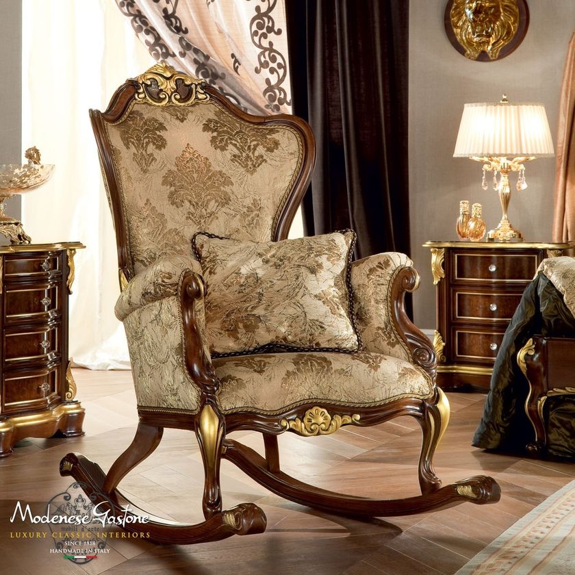 13432 Rocking fabric armchair with armrests By Modenese Luxury