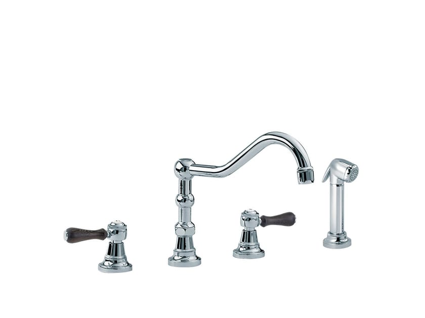 1935 WOOD Countertop kitchen mixer tap with pull out spray By rvb