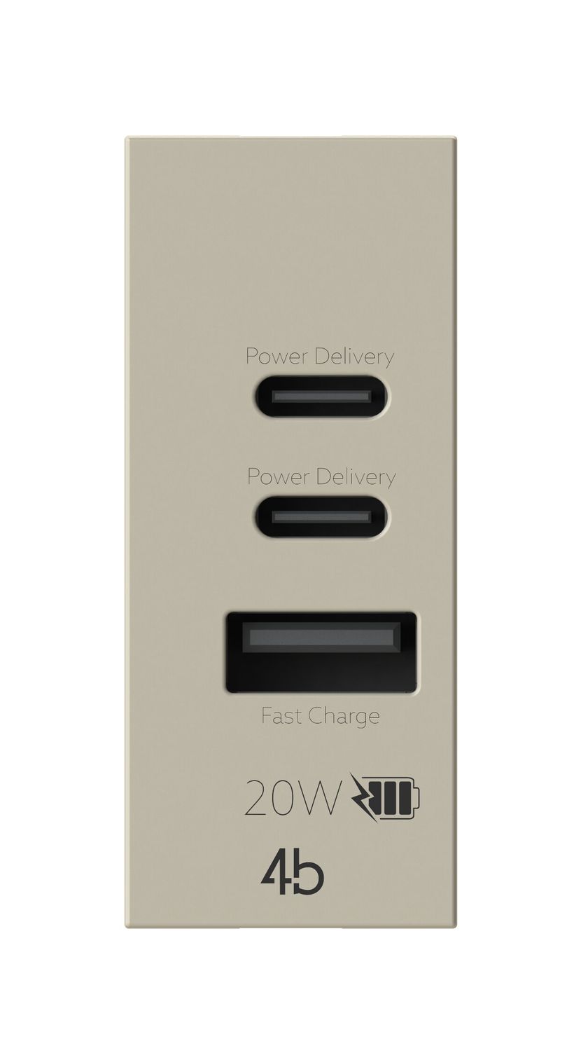 4BUSB20WCCA.V30 by 4 BOX - Alimentatore da incasso USB per serie civile - 2