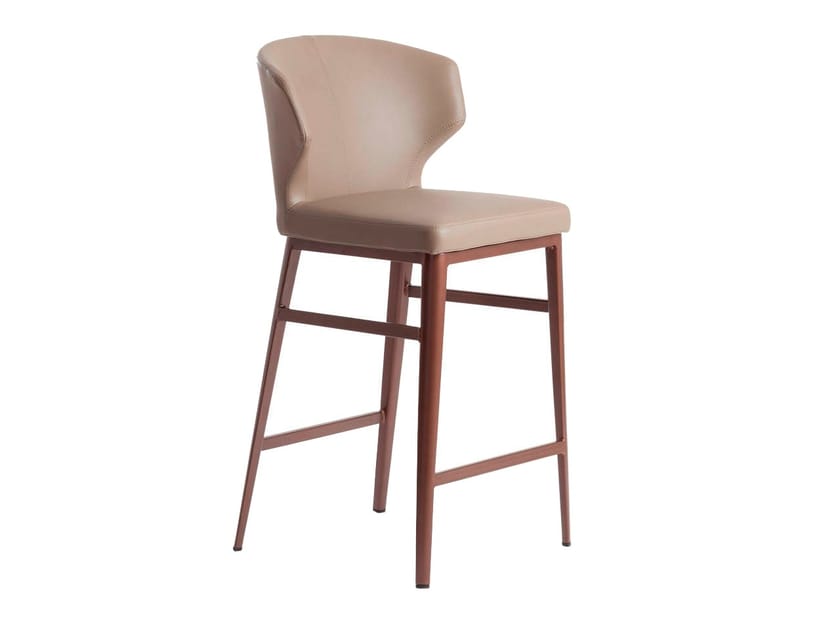 4000 Stool Leather barstool with footrest By Angel Cerdá