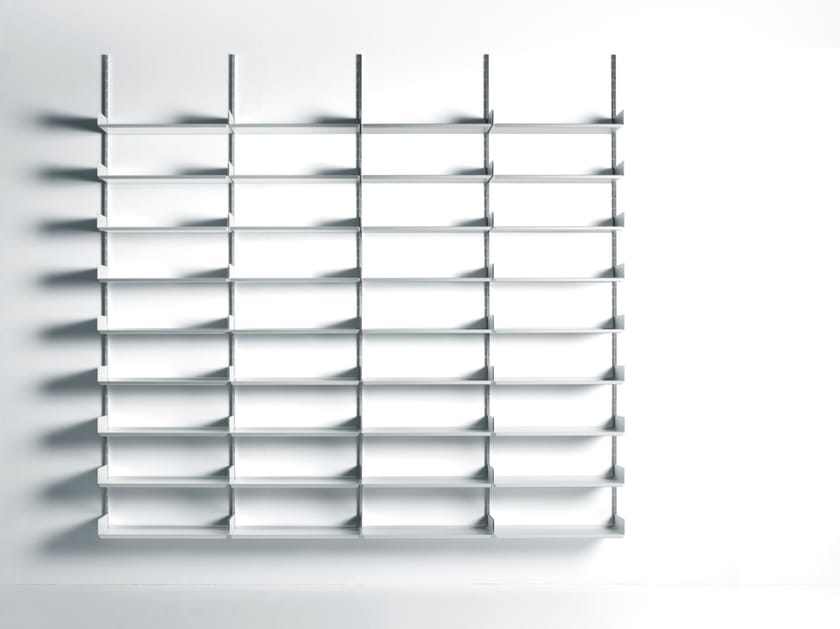 Sectional extruded aluminum bookcase 606 UNIVERSAL SHELVING SYSTEM By