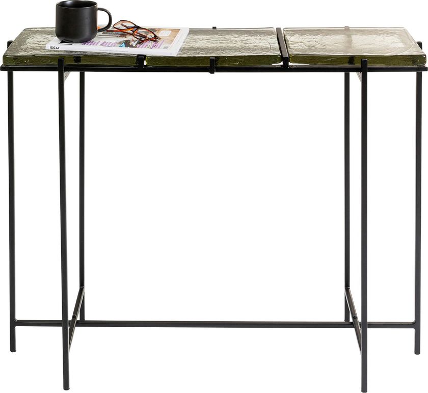Rectangular glass and steel console table ICE By KARE Design