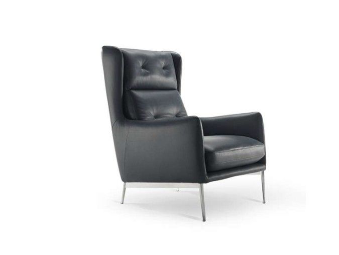 AFTEREIGHT Leather armchair with armrests By Natuzzi Italia