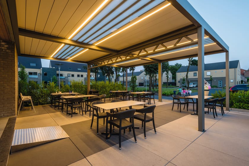 ALGARVE® Motorized pergola with adjustable louvers By RENSON