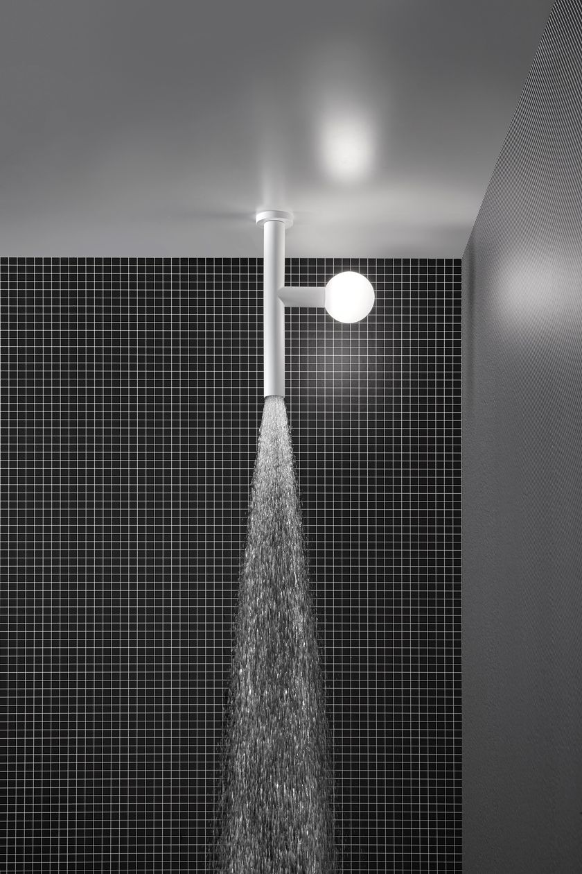 Ceiling mounted brass overhead shower with builtin lights APOLLO 03 Apollo Collection By