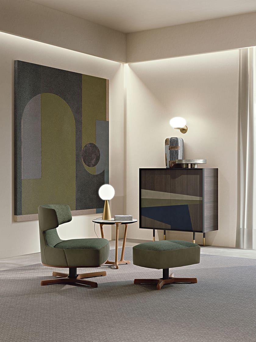 ARGO Swivel fabric armchair By Frigerio design Umberto Asnago