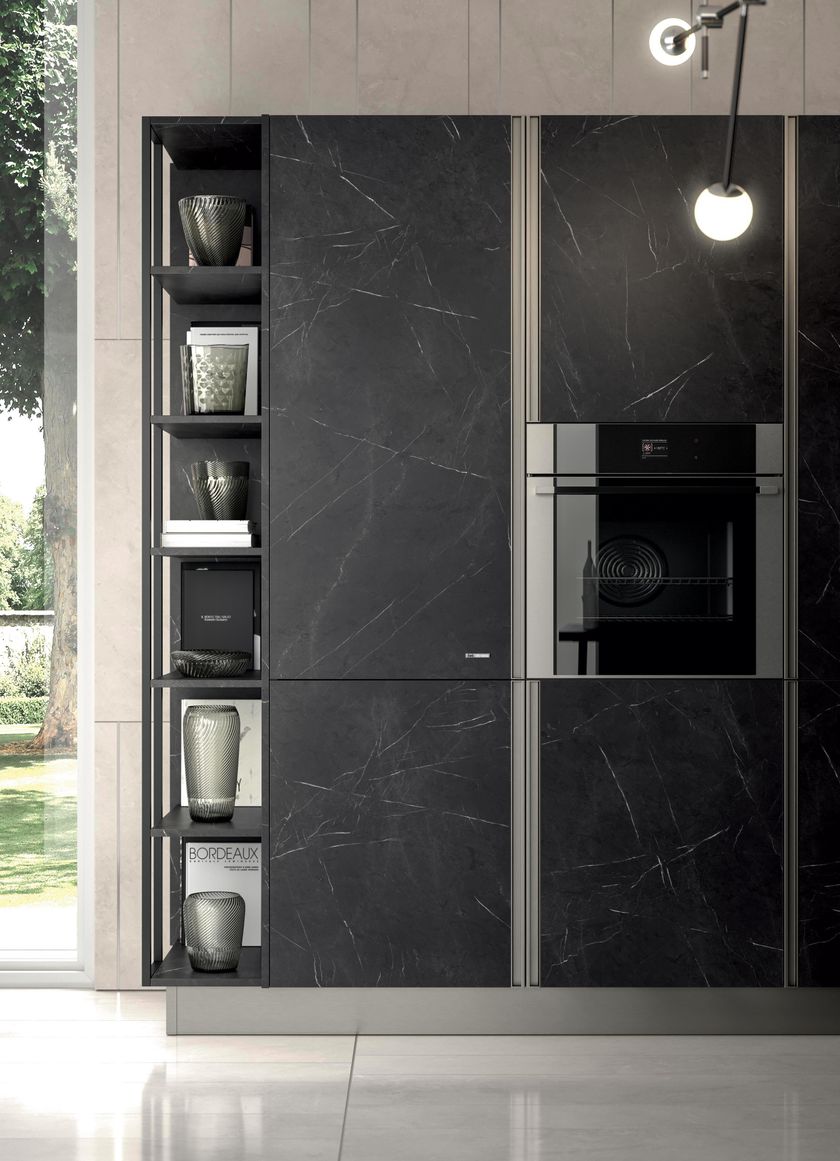 Linear fitted kitchen with integrated handles ARIA 07 By Febal Casa