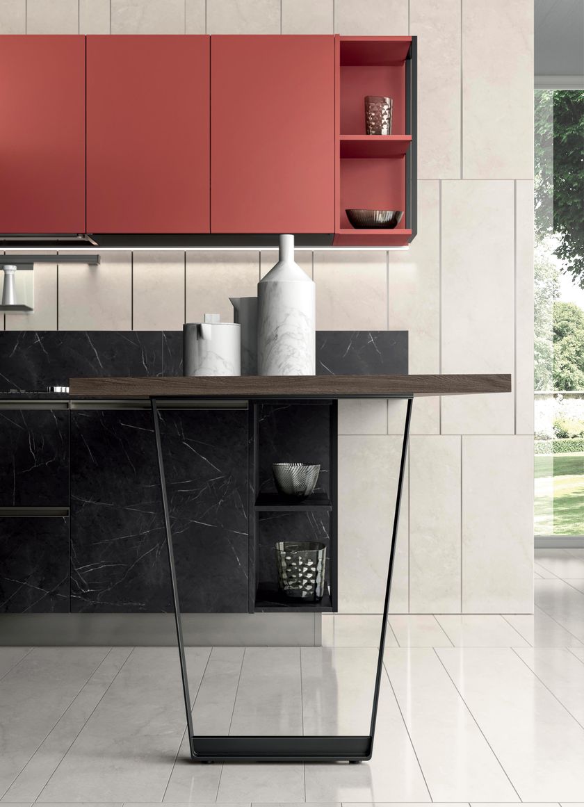 Linear fitted kitchen with integrated handles ARIA 07 By Febal Casa