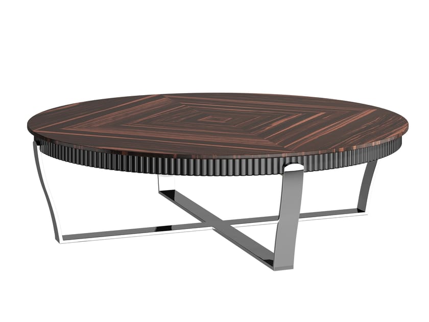 ARISTO XL, Tavolino basso rotondo in acciaio e legno