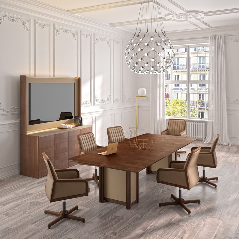 ARTDECO Rectangular wood veneer meeting table By Ofifran design