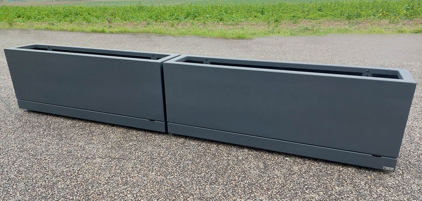 KOL Fioriera Rettangolare In Acciaio Zincato, 91x28x81 Cm, Con Fori Di Drenaggio E Sottovaso, Per Esterno E Interno, Colore Nero - 3