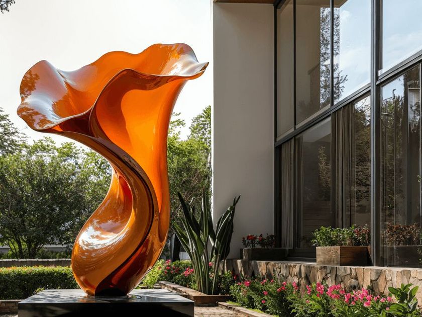 NATURE'S FLAME Colored steel sculpture By Ariete Art