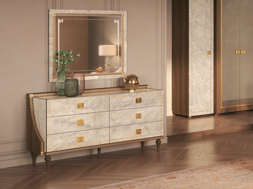 chinese dress ladies Sofita White Marble Dresser with Solid Oak Base