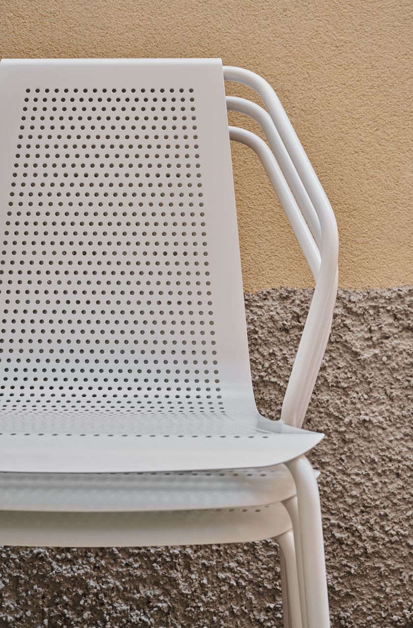 DONNA OUTDOOR Stackable perforated metal garden chair By BALERI ITALIA ...