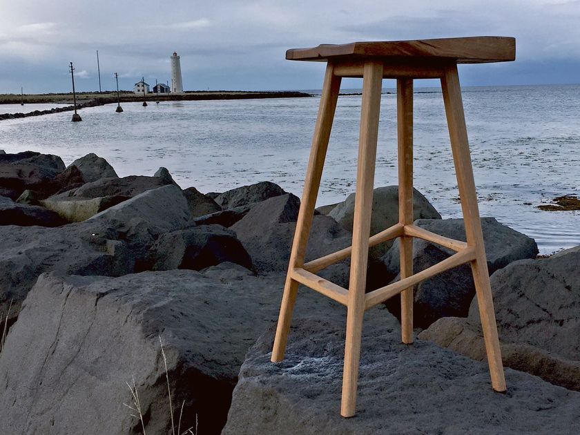 English oak barstool with footrest BARSTOOL By AGUSTAV