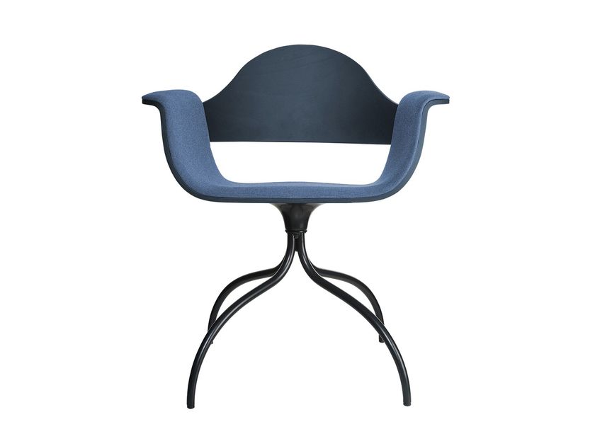 SHOWTIME Trestle-based swivel chair with padded seat By BD Barcelona