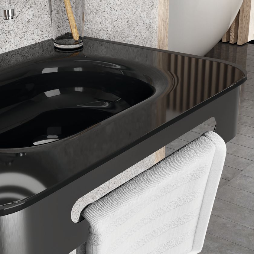 SPRING Wall-mounted Thermoformed glass washbasin with integrated ...