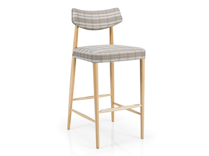 Upholstered wooden barstool with footrest BIZU M1132UU By JMS design Studio Schrofer