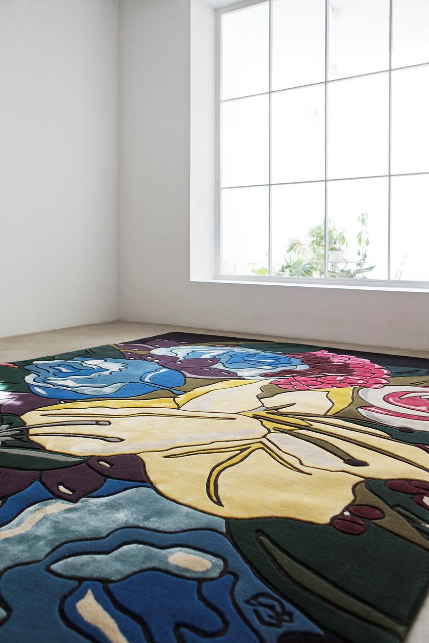Handmade Bamboo silk and wool rug with floral pattern BLOOM By NOW Carpets
