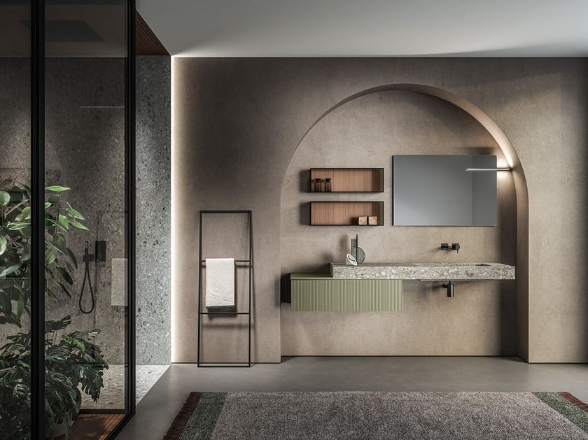 DFLY 06 Wall-mounted vanity unit with mirror By BMT