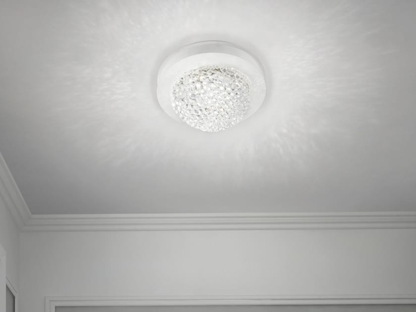 Led Direct Light Painted Metal Ceiling Light With Crystals Bool Pl1g