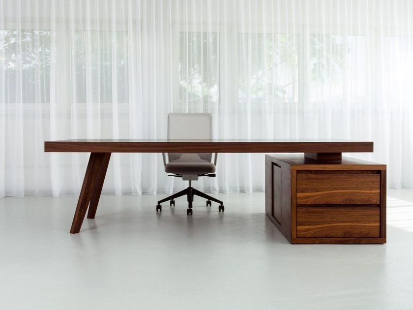 WATERJOY Scrivania Direzionale In Legno Con 4 Cassetti - Dimensioni 122x56x93 Cm - Colore Noce/marrone - Per Ufficio E Casa