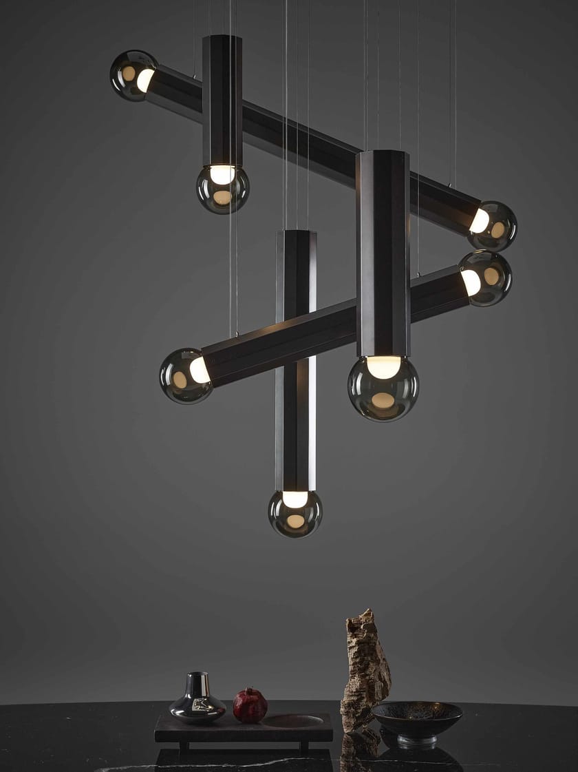 PRISMA DOUBLE by BROKIS - Lampada a sospensione a LED in vetro soffiato e metallo - 26