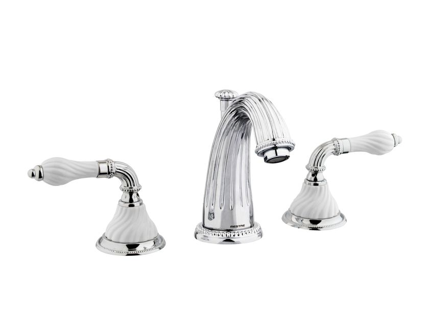 Rubinetti Bagno Rubinetto Lavabo A Tre Fori In Ottone Cromato - Doppio Manico Per Acqua Calda E Fredda Rubinetto Bagno Cromato