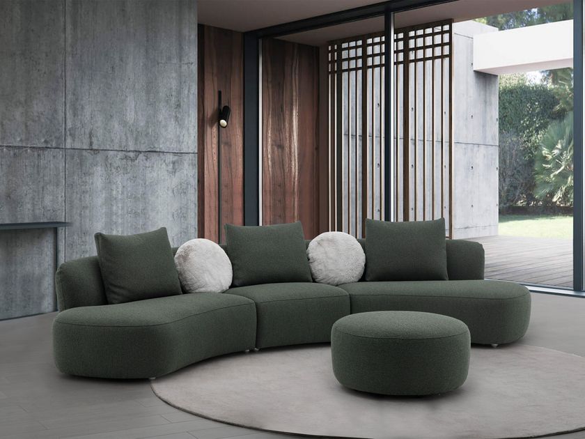 BELLA 4 seater curved modular fabric sofa By CAMPO DE' FIORI