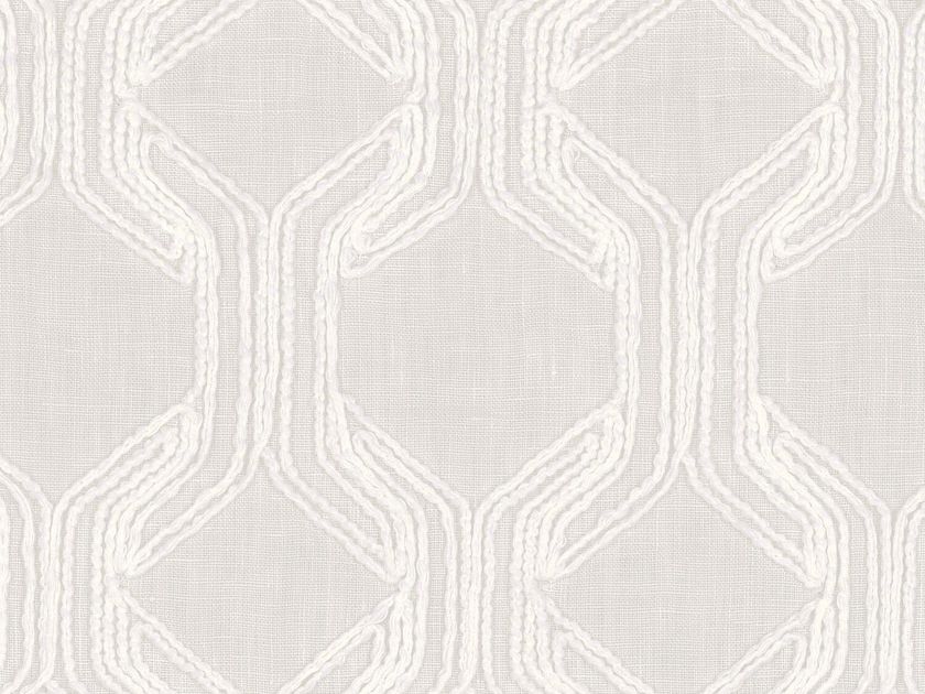 VARENGEVILLE Embroidered linen fabric for curtains with graphic pattern ...