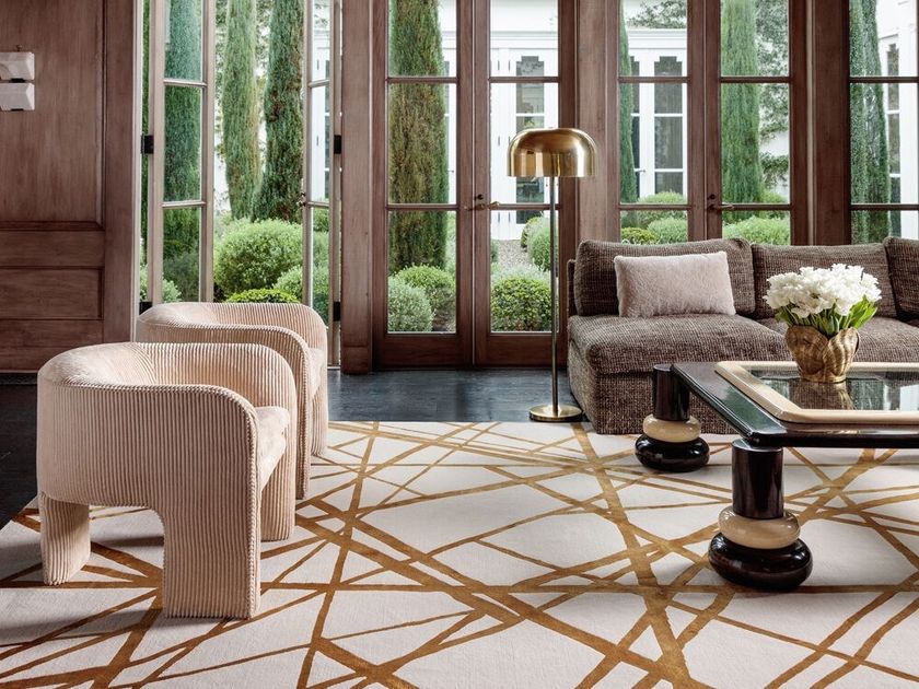 Handmade rectangular wool rug CHANNELS By Kelly Wearstler design Kelly ...