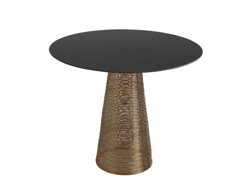 Round steel coffee table for living room CHARME BLACK By KARE Design
