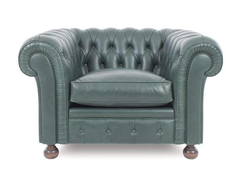 CHESTERFIELD CLASSIC ORIGINS Tufted leather armchair with armrests By