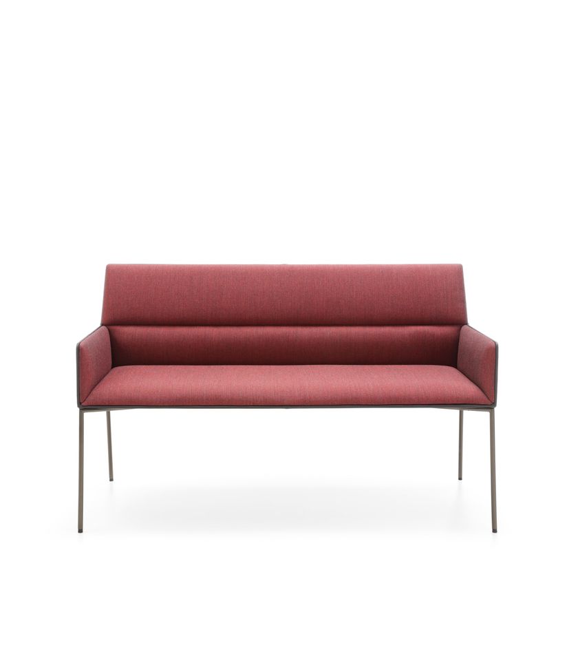 24KF Panca Moderna Imbottita In Tessuto Bouclé Teddy Con Braccioli, 5062-Crema, Dimensioni 129x44x58 Cm