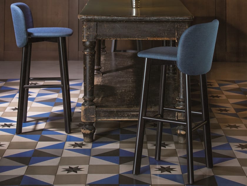 High upholstered fabric stool with footrest CHIPS SG 65 By CHAIRS