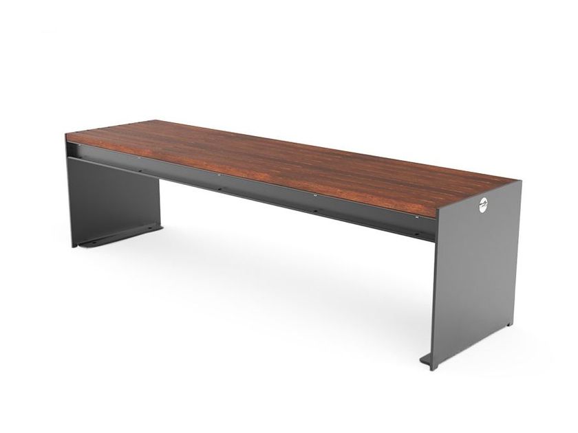 Panchina Da Esterno Senza Schienale In Legno Massello - 100x30.5x47 Cm, Seduta A Doghe, Naturale
