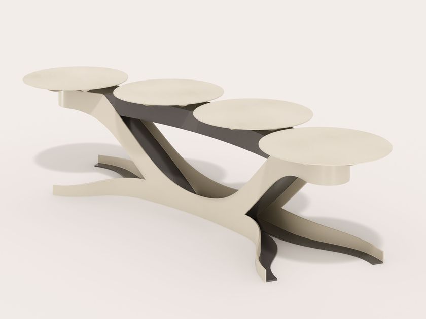 TRALCIO Curved Modular powder coated steel bench on beam By CITYSì