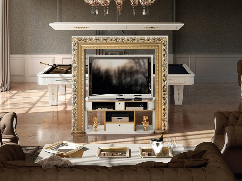 Mobile TV bifacciale girevole in legno con sistema passacavi CLASSIC ...