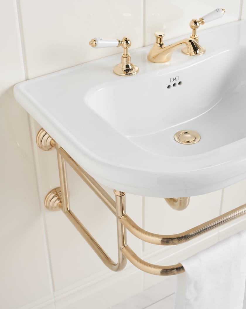 CLASSICA Wall-mounted brass console sink with towel rail By Devon&Devon