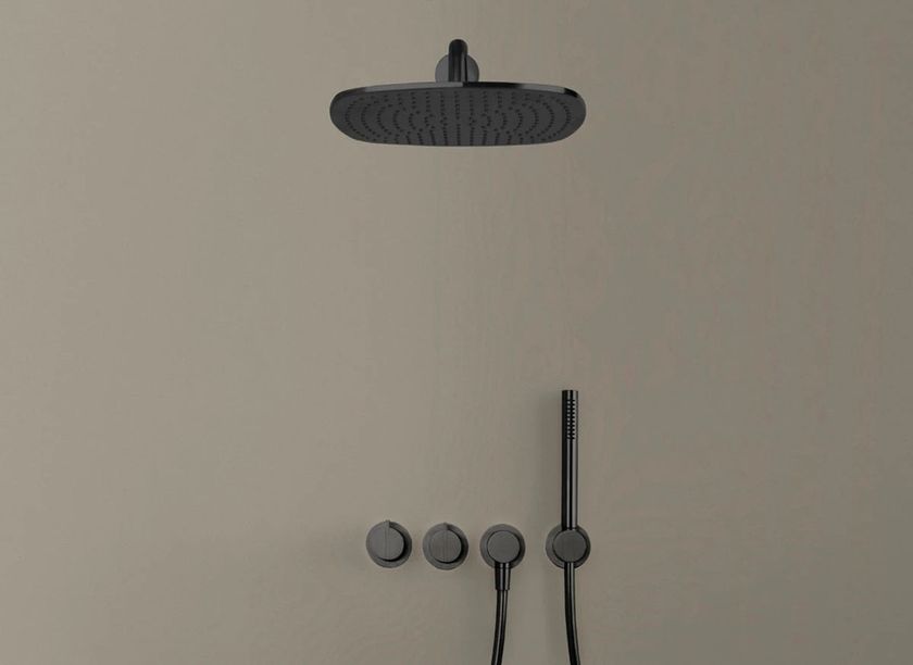 PB SET22THERM 5 hole shower mixer with overhead shower with hand shower ...