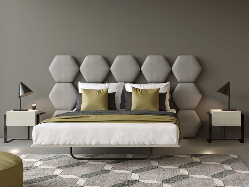 Fabric double bed with upholstered headboard CRISTALLO Design