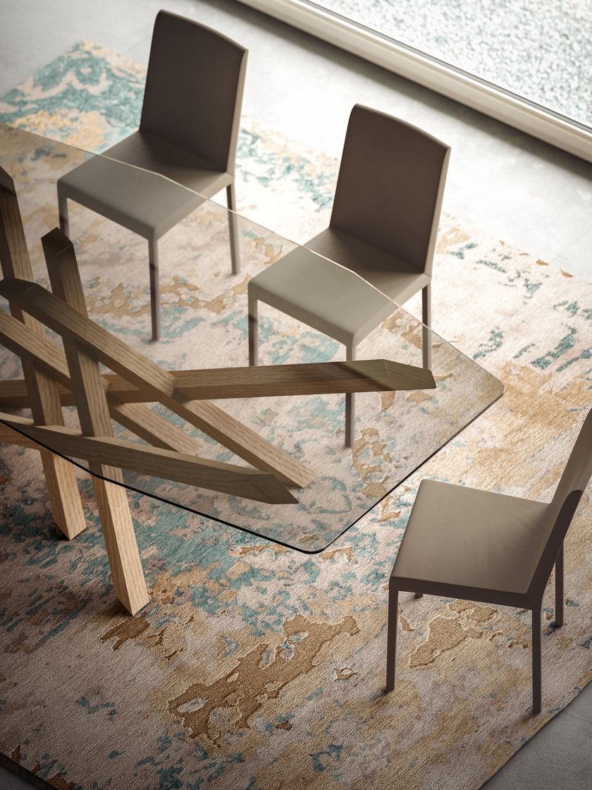 CROSS | Wood and glass table By Natisa