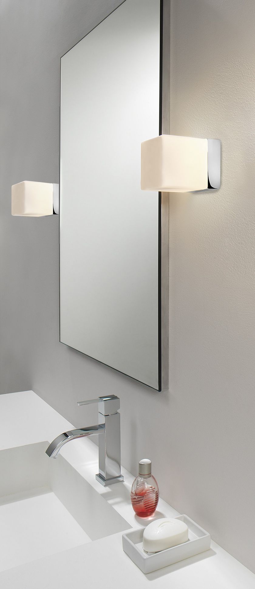 CUBE | Wall light Glass and steel wall light for bathroom By Astro Lighting