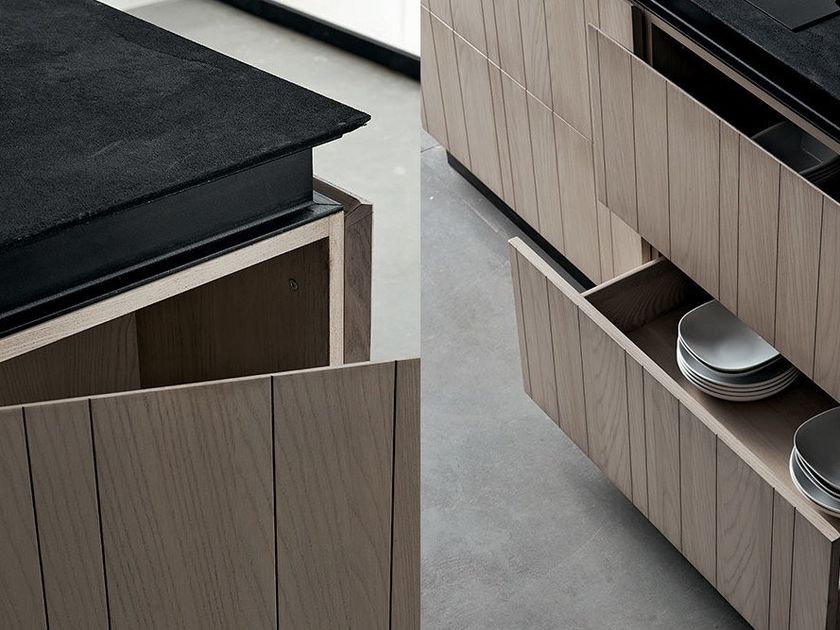 CUBIC Wooden kitchen with peninsula By Shake