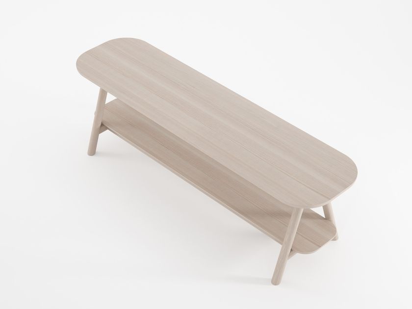 CURBUS Rectangular solid wood coffee table with integrated magazine ...